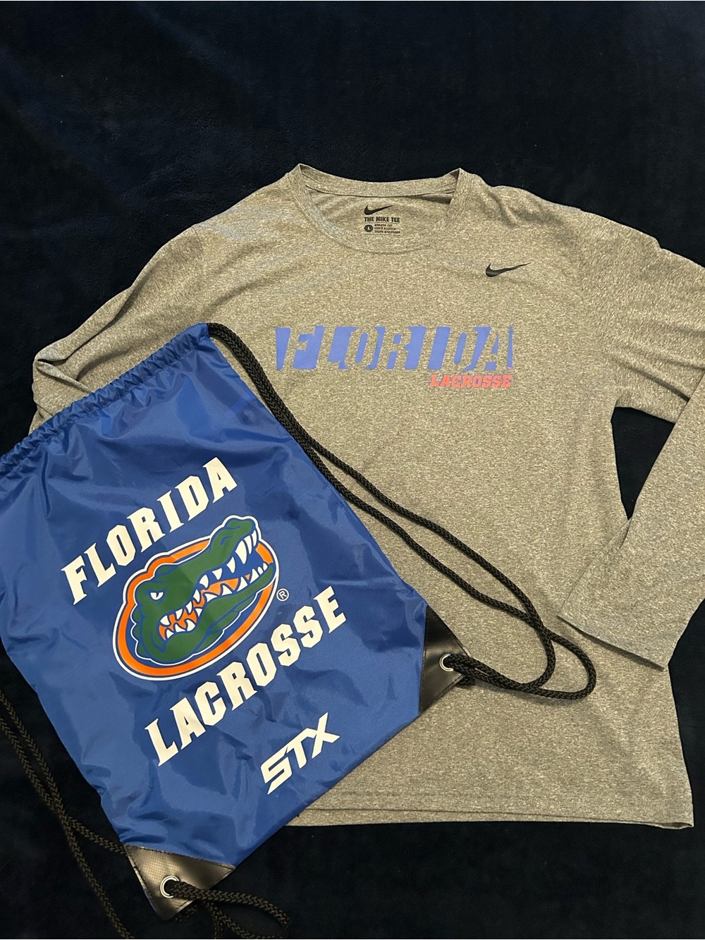 L Nike l/s drifit UF lacrosse Tee & STX UF lacrosse string bag Excellent